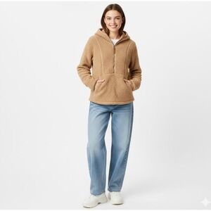 The Sweatshirt Project Women's Fleece Cozy Sherpa Teddy Bear Half Zip Hoodie Med